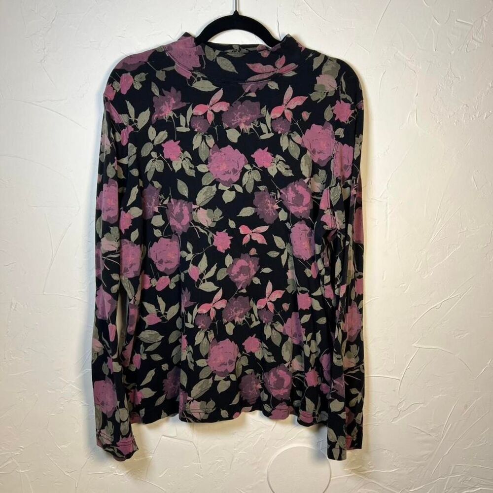 Croft & Barrow Whimsygoth Dark Academia Floral Mock Neck Top Size 1X Womens
